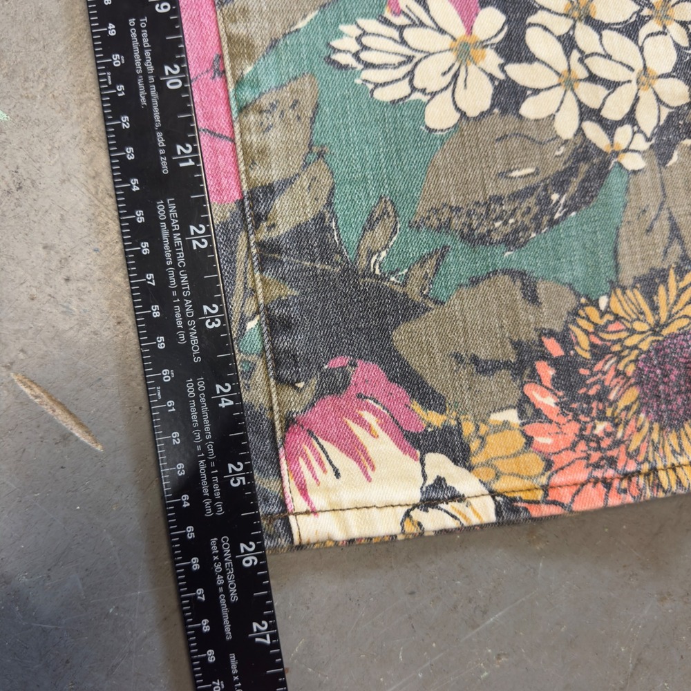 Mother The Rambler Zip Ankle Jeans 27 Build Me Up Buttercup Floral Wide Leg Pant - Picture 6 of 8